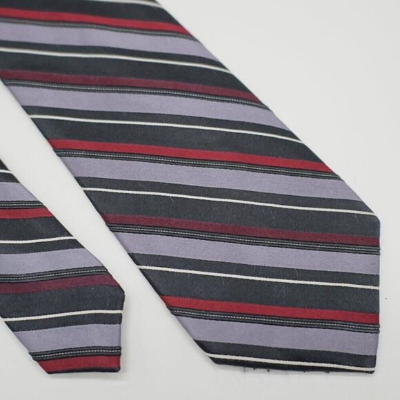 Arrow Black Red Purple Striped Woven‎ Silk Tie - Picture 1 of 6
